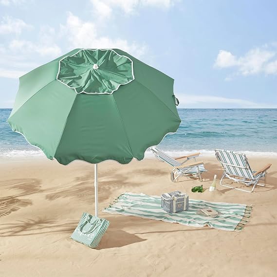 2,2M vintage grøn strandparaply