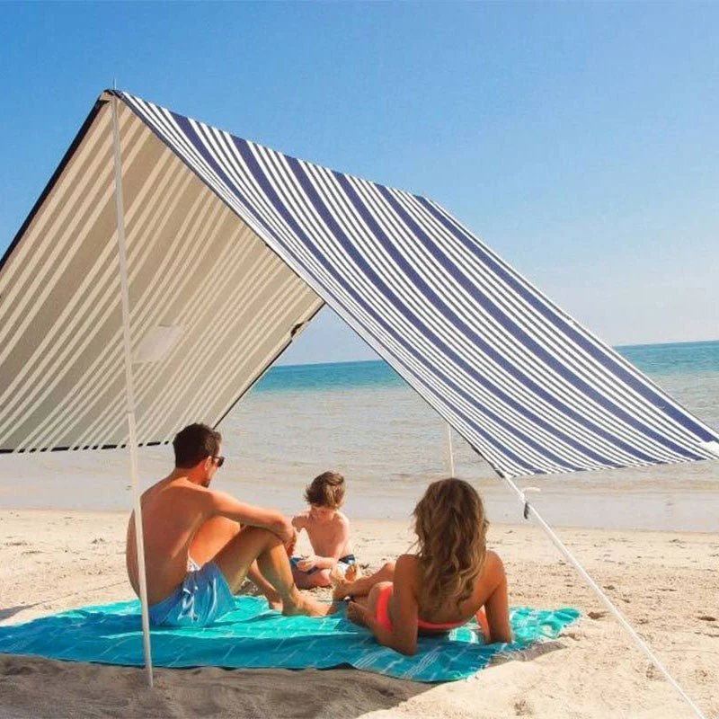 Brugerdefineret 330 x 180 cm bærbar strandskærm med aluminiumsstænger