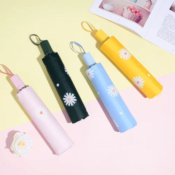 Dejlig Daisy Print Folde Paraply