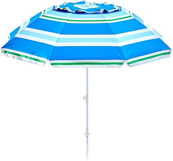 UPF50+ stribet justerbar strandparaply